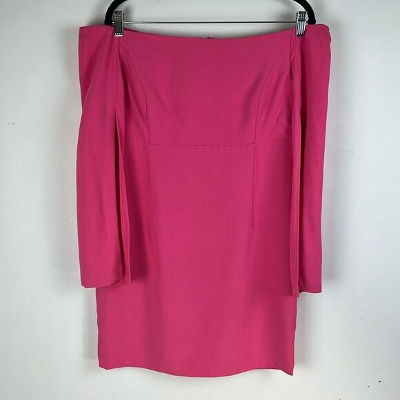 Bardot Dress Women's 10/Large Ava Hot Pink BarbieCore Statement Sleeves Mini - Picture 6 of 16